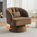 Fauteuil crapaud moderne, pivotant à 360°, avec dossier rayé incurvé et assise large et rembourrée, adapté aux salons, chambres à coucher.