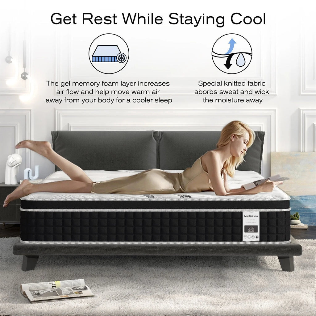 Matelas hybride en mousse à mémoire de forme gel de 12 pouces, livré en boîte