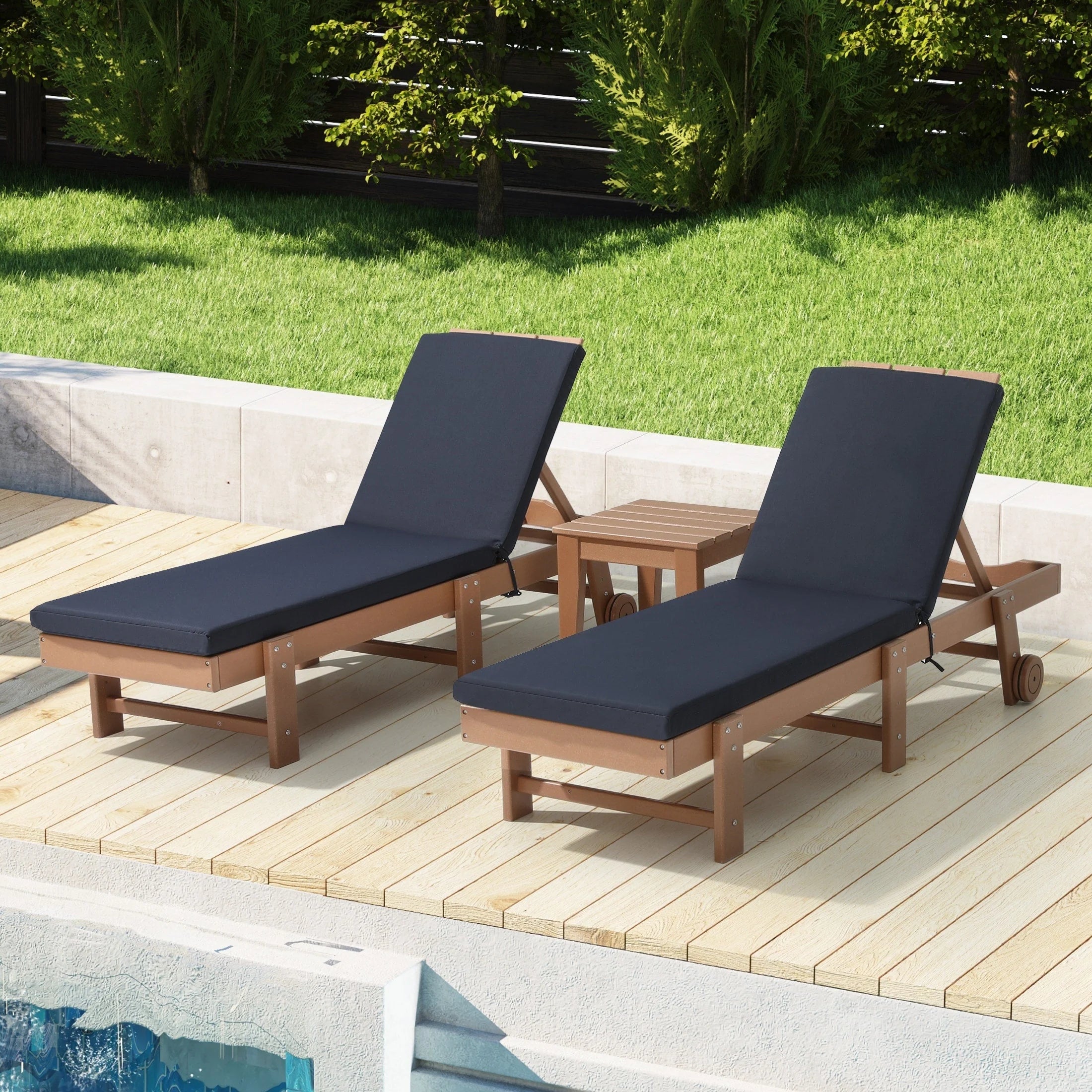 Coussins de chaise longue de patio d'extérieur tout temps Polytrends Fading Free - (Lot de 2)