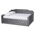 Lit de repos en tissu velours avec capitonnage à boutons
