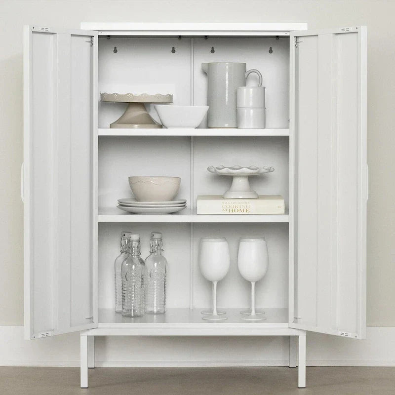 Armoire de rangement métallique à 2 portes avec étagères réglables