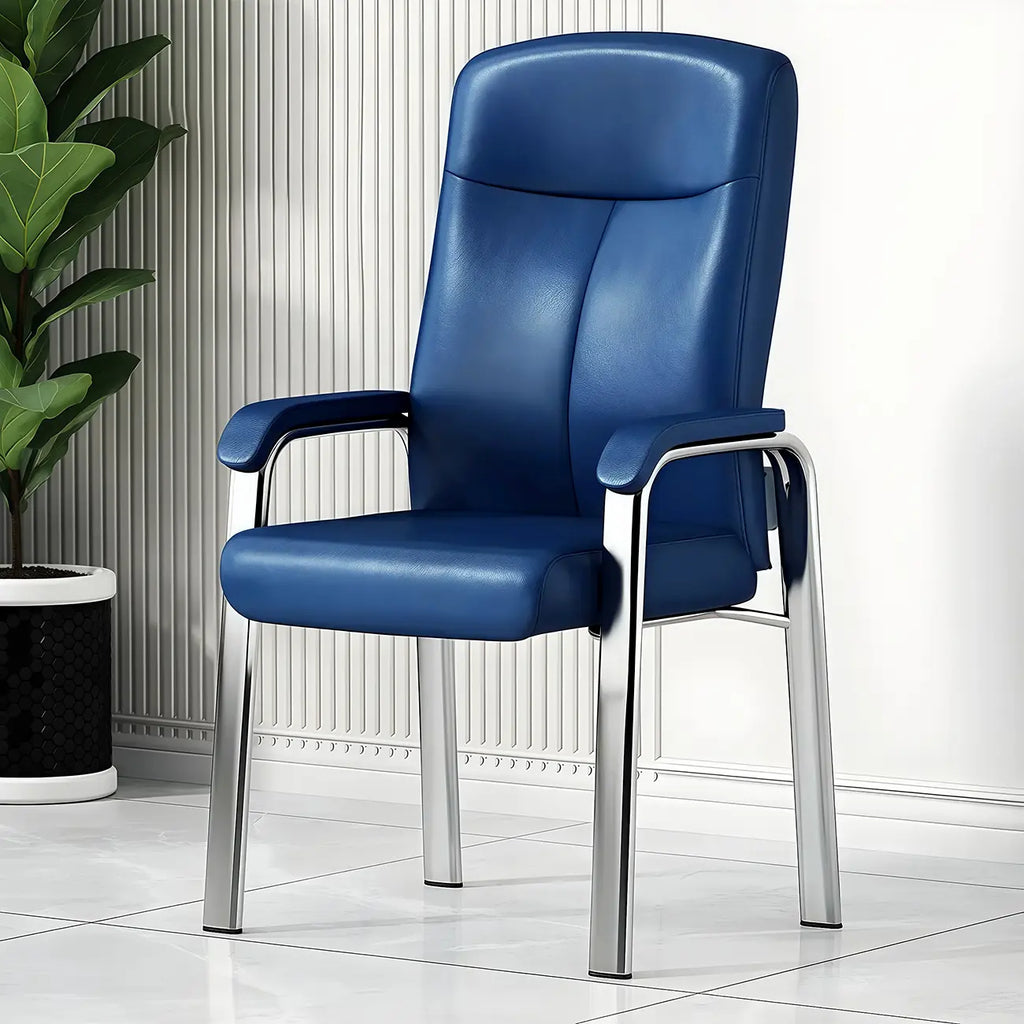 Chaise de bureau HomeyFad moderne en cuir et métal à 4 pieds avec accoudoirs