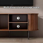 JVNOXK 55 Table de Console TV Moderne avec Compartiment de Rangement et Porte Coulissante - Meuble TV-Hifi Noyer pour Salon, Chambre, Bureau