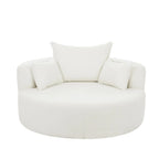 Fauteuil baril accent en chenille, Fauteuil de salon, Fauteuil rond avec base pivotante à 360 degrés et 3 coussins amovibles