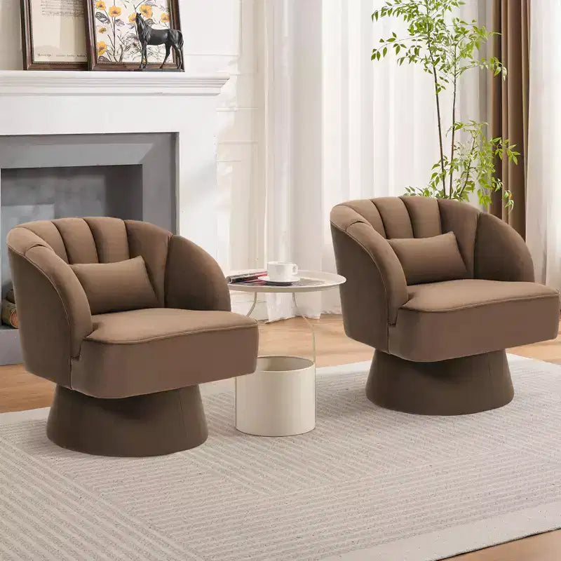 Fauteuil pivotant GustoWave avec accoudoirs, fauteuil rond en velours pivotant à 360° de style Mid-Century, fauteuil moderne pour salon