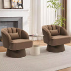 Fauteuil pivotant GustoWave avec accoudoirs, fauteuil rond en velours pivotant à 360° de style Mid-Century, fauteuil moderne pour salon