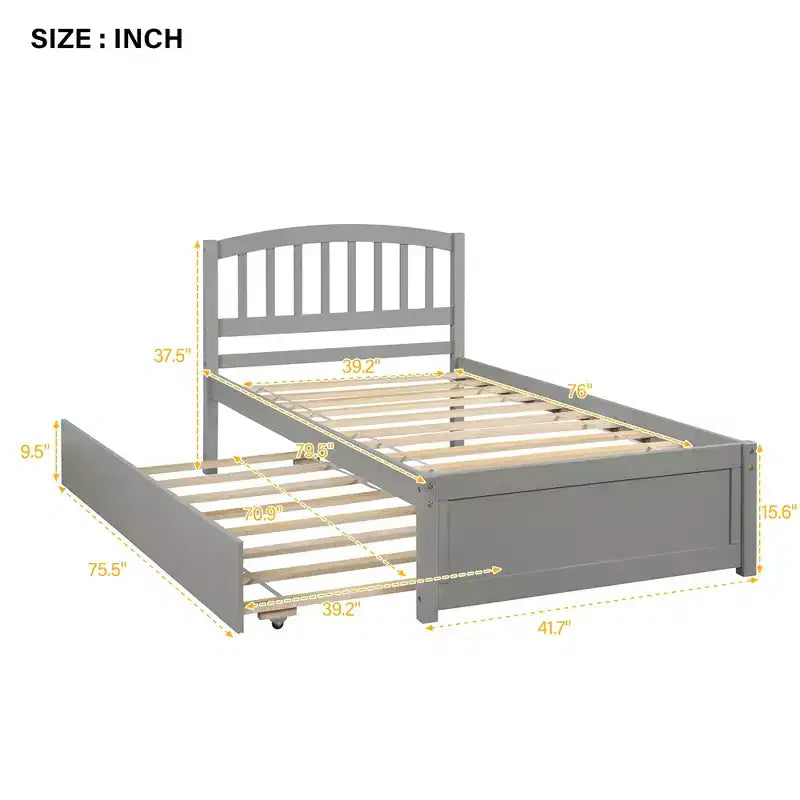 Lit plateforme double Whisen Elegant Design avec lit gigogne