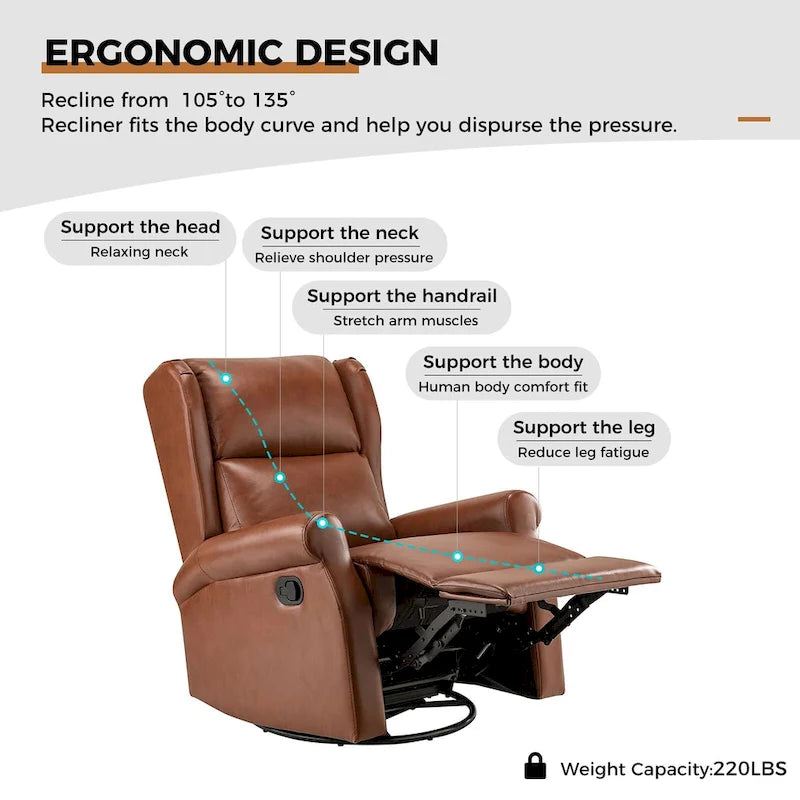 Fauteuil inclinable pivotant en similicuir Baksoho pour chambre de bébé avec base en métal, lot de 2 par HULALA HOME
