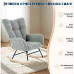 Fauteuil à bascule Teddy avec oreiller et dossier haut, fauteuil d'appoint rembourré en tissu pour chambre d'enfant, salon, chambre à coucher