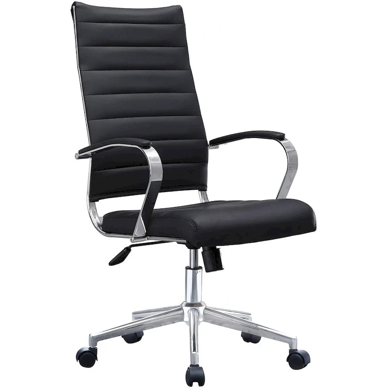 Chaise de bureau moderne haute avec dossier haut, en similicuir PU, pivotante, inclinable, réglable, avec coussin, modèle de designer, pour dirigeant