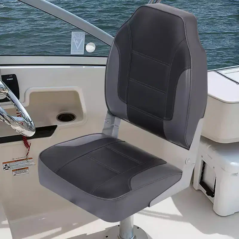 Lot de 2 sièges de bateau pliants à dossier bas – Coussin élastique épais 48x42 cm, sièges de bateau étanches pour Bass Tracker et bateaux de tourisme