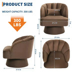 Fauteuil crapaud moderne, pivotant à 360°, avec dossier rayé incurvé et assise large et rembourrée, adapté aux salons, chambres à coucher.