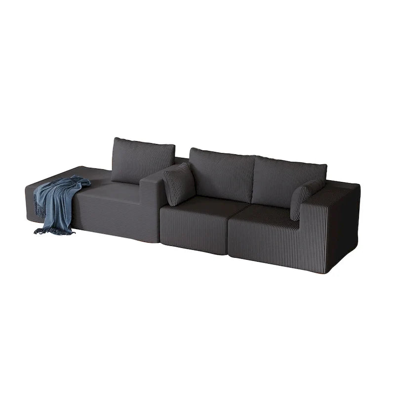 Canapé modulaire d'angle en velours côtelé 108.3 avec méridienne