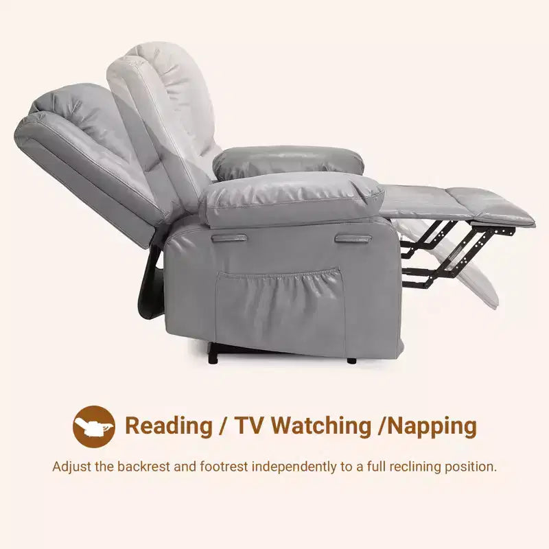 Fauteuil inclinable électrique - Chaleur et massage, fauteuil inclinable électrique robuste en cuir PU pour personnes âgées et à mobilité réduite, dossier et jambes réglables