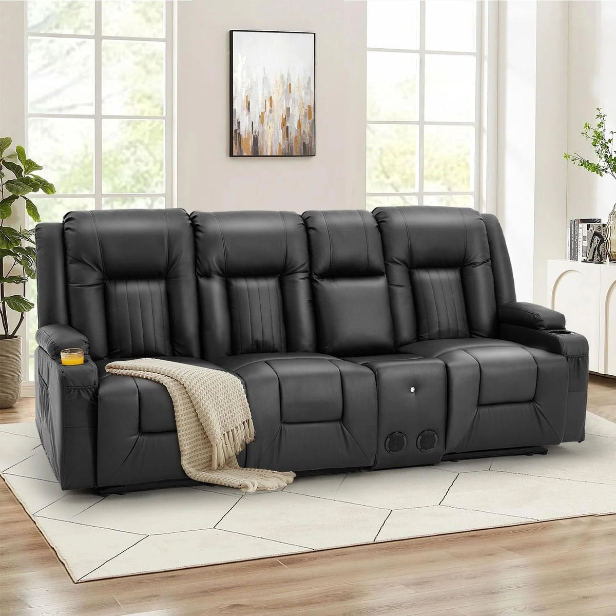 Canapé inclinable manuel AECOJOY pour VR, siège de cinéma maison en PU avec console