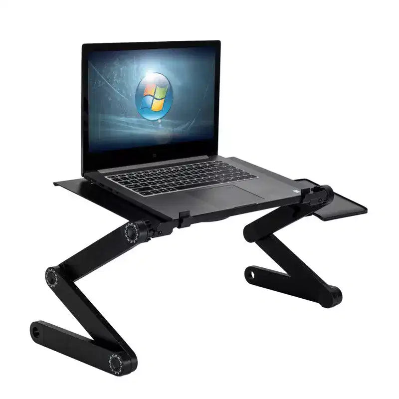 Table pliable portable multifonctionnelle rotative à 360° avec ventilateur et souris, noire