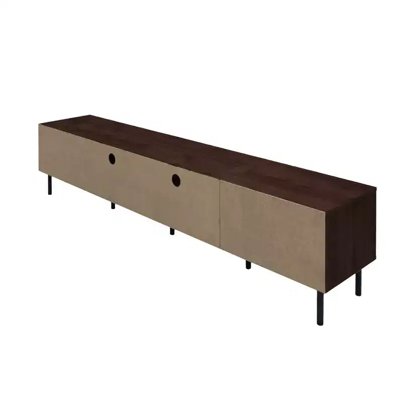 Meuble TV 78 po pour téléviseurs jusqu'à 85 po, Console TV marron Meuble TV Meuble de divertissement avec porte et tiroirs à fermeture douce en diamant - ModernLuxe