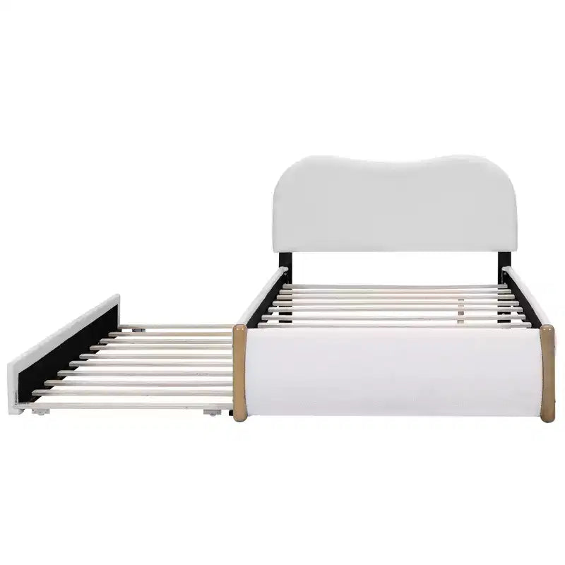 Cadre de lit plateforme rembourré pleine/double avec lit gigogne double – HABITRIO