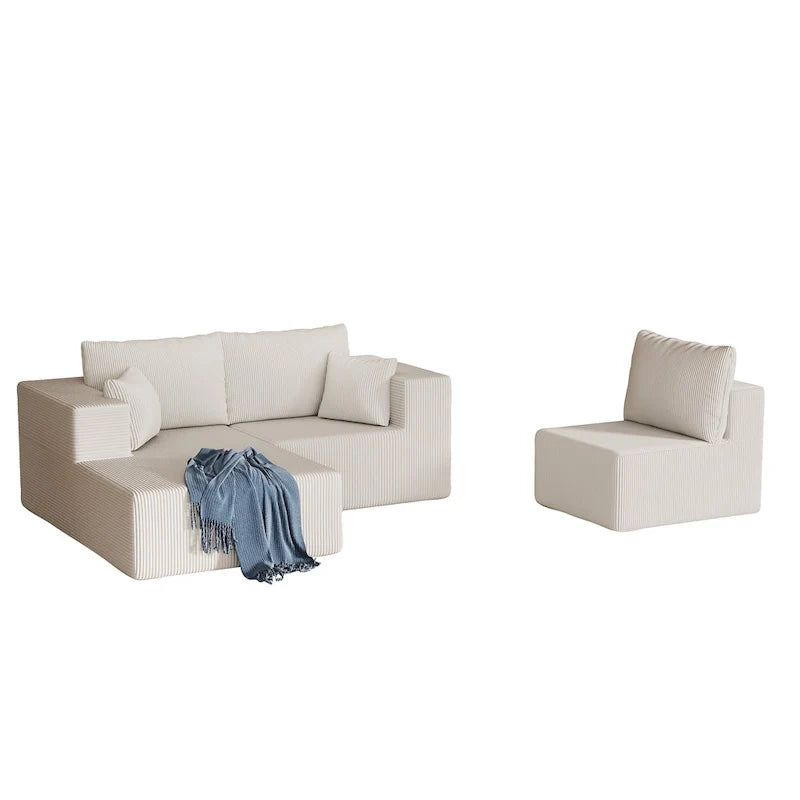 Canapé modulaire d'angle en velours côtelé 108.3 avec méridienne