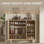 Meuble à chaussures de 46 pouces avec porte cannelée, rangement à 5 niveaux avec 4 étagères réglables, organisateur de chaussures rustique pour entrée, couloir, salon