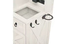 Coiffeuse de ferme avec miroir coulissant à LED, 4 tiroirs et 2 armoires, station de charge, plateau en verre et armoire latérale pour chambre à coucher