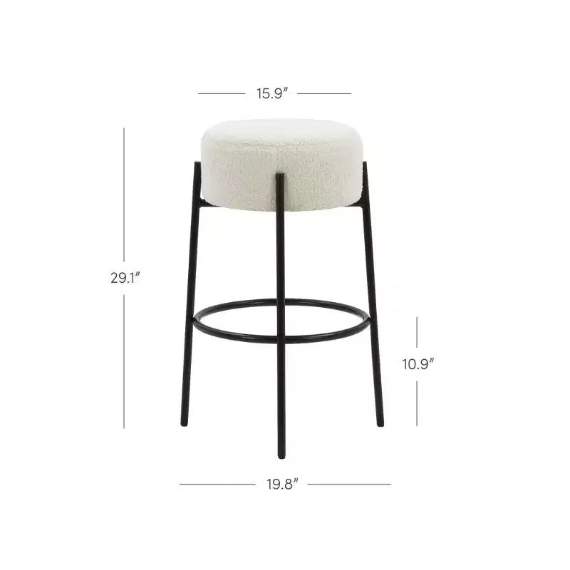 Nathan James Lot de 4 tabourets de bar sans dossier Isaac hauteur comptoir Boucle Blanc