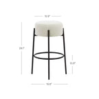 Nathan James Lot de 4 tabourets de bar sans dossier Isaac hauteur comptoir Boucle Blanc