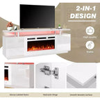 Meuble TV EROMMY 36'' avec cheminée électrique, centre de divertissement et console TV pour téléviseurs jusqu'à 80'', chauffage de cheminée moderne pour salon - Blanc