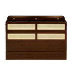 Lit escamotable Whisen Queen Size en pin avec décoration en rotin et tiroir de rangement