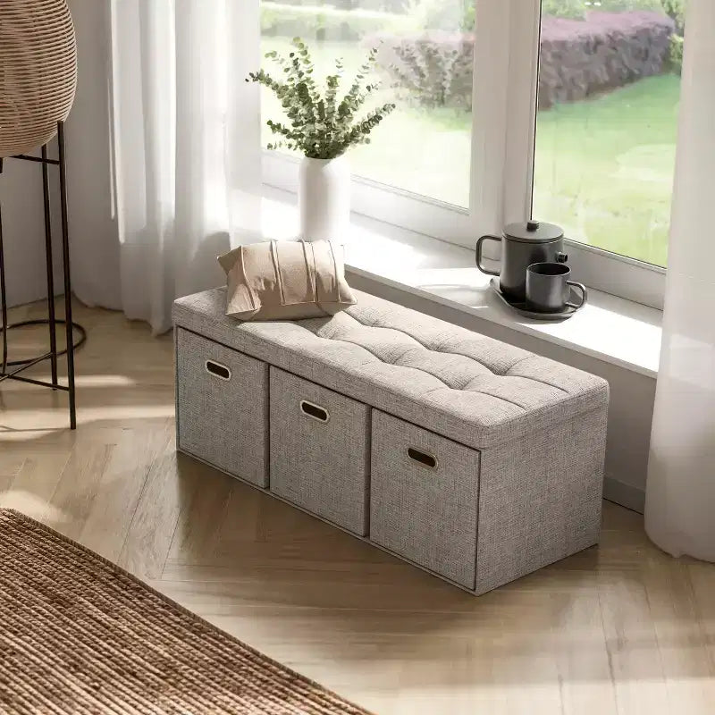 Banc de rangement pliant Ornavo Home de 101,6 cm avec tiroirs, parfait pour le salon, la chambre et l'entrée