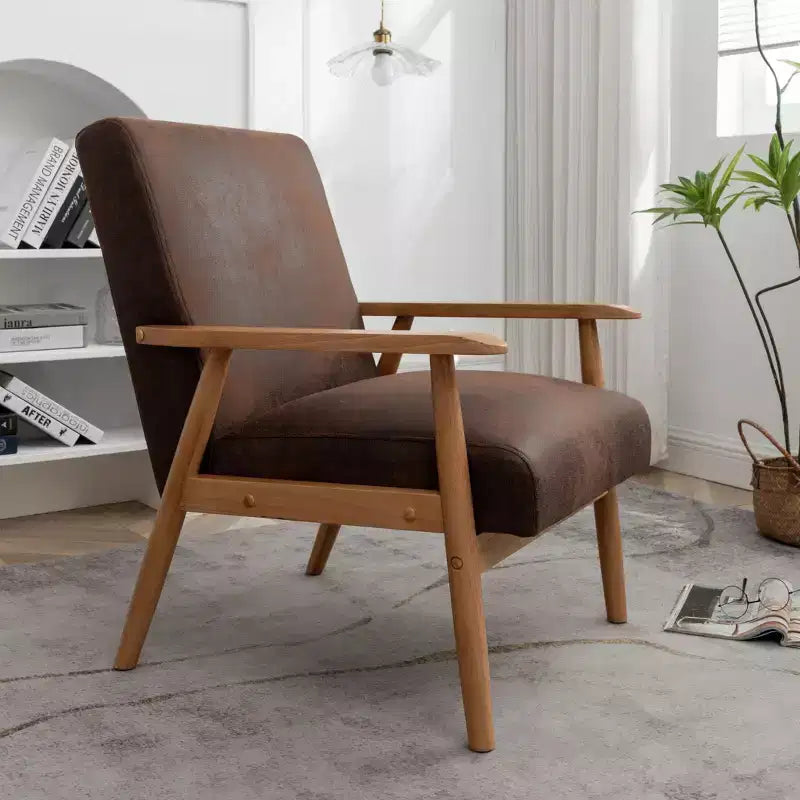 Fauteuil d'appoint moderne TUYOHW, fauteuil de salon avec accoudoirs fuselés, cadre en bois massif, fauteuil rembourré en microfibre pour salon, bureau