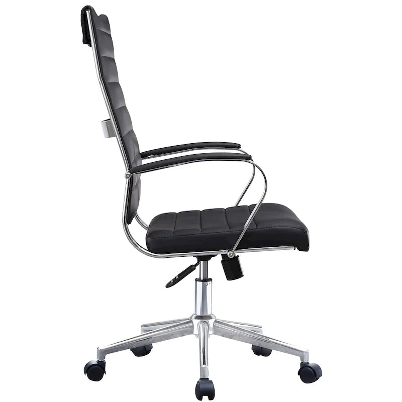 Chaise de bureau moderne haute avec dossier haut, en similicuir PU, pivotante, inclinable, réglable, avec coussin, modèle de designer, pour dirigeant