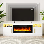 Meuble TV cheminée Bossin 70 avec cheminée électrique 36, meuble TV pour téléviseurs jusqu'à 80 pouces, lumières LED 16 couleurs/centre de divertissement