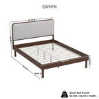 Lit Plateforme Queen Roundhill Furniture Wyller en Bois d'Hévéa, Fini Noyer Naturel