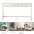 Table d'entrée vintage blanche à 2 niveaux avec 4 tiroirs en MDF 152,5*28*86,4cm