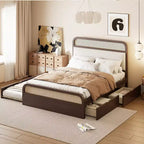 Lit plateforme en bois Whisen, format grand lit, avec lit gigogne et 2 tiroirs