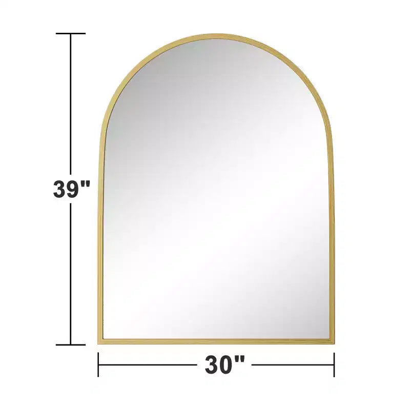 2 Pièces 39 po H X 30 po L Cadre de Miroir Mural en Alliage d'Aluminium Noir Finement Bordé à Angle Droit Arché
