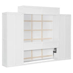 Lit escamotable mural avec armoire, tiroirs, éclairage LED et bureau