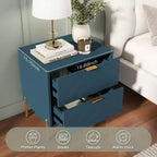 CLIHOME Table de chevet autoportante à 2 tiroirs avec pieds de support en métal