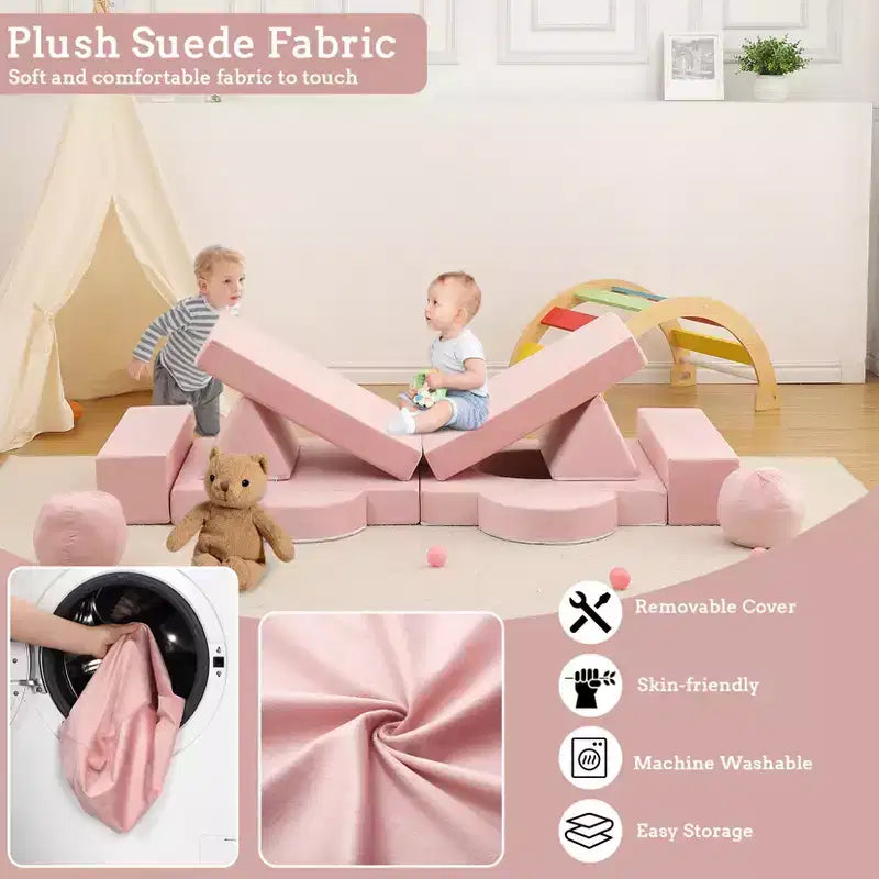 Canapé pour enfants 12 pièces, canapé de jeu modulaire pour enfants pour stimuler la créativité, canapé modulable, mobilier de chambre et de salle de jeux pour tout-petits, pour dormir et lire