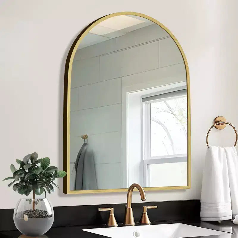 2 Pièces 39 po H X 30 po L Cadre de Miroir Mural en Alliage d'Aluminium Noir Finement Bordé à Angle Droit Arché