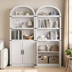 Bibliothèque avec portes Étagère cintrée 182 cm de haut Bibliothèque de style rustique avec étagères Bibliothèques en bois pour la maison, le bureau, le salon