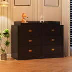 Commode de chambre d'enfant Coolmee avec plan à langer, commode bébé à 6 tiroirs avec kit anti-basculement, plateau étanche et rails de sécurité pour l'organisation du rangement