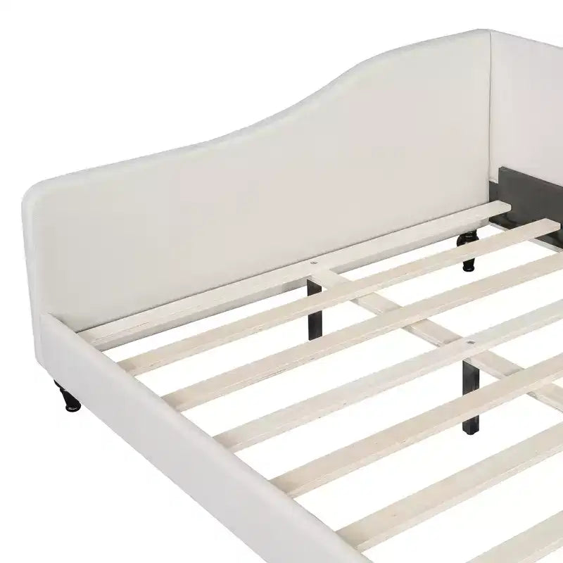 Lit de repos en lin Whisen avec pieds en bois massif et design élégant en L
