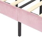 Cadre de lit enfant capitonné VECELO en forme de couronne, lit plateforme en bois avec tête de lit réglable, pas besoin de sommier tapissier