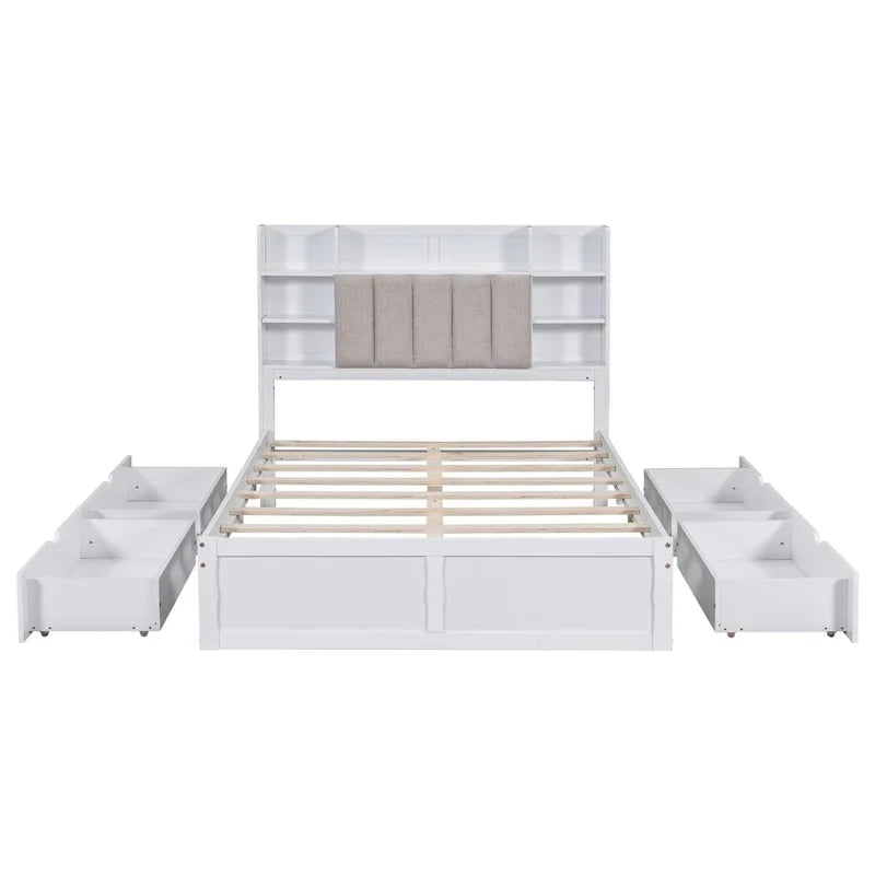 Cadre de lit avec 4 tiroirs de rangement portables sous le lit