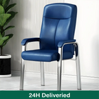 Chaise de bureau HomeyFad moderne en cuir et métal à 4 pieds avec accoudoirs