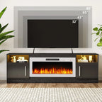 Meuble TV cheminée Bossin 70 avec cheminée électrique 36, meuble TV pour téléviseurs jusqu'à 80 pouces, lumières LED 16 couleurs/centre de divertissement