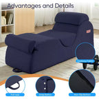 Mjkone Chaise Longue de Yoga en Velours Côtelé, Canapé de Yoga Incurvé avec Appui-Tête/Coussin Lombaire/Repose-Pieds Amovibles, Base Antidérapante