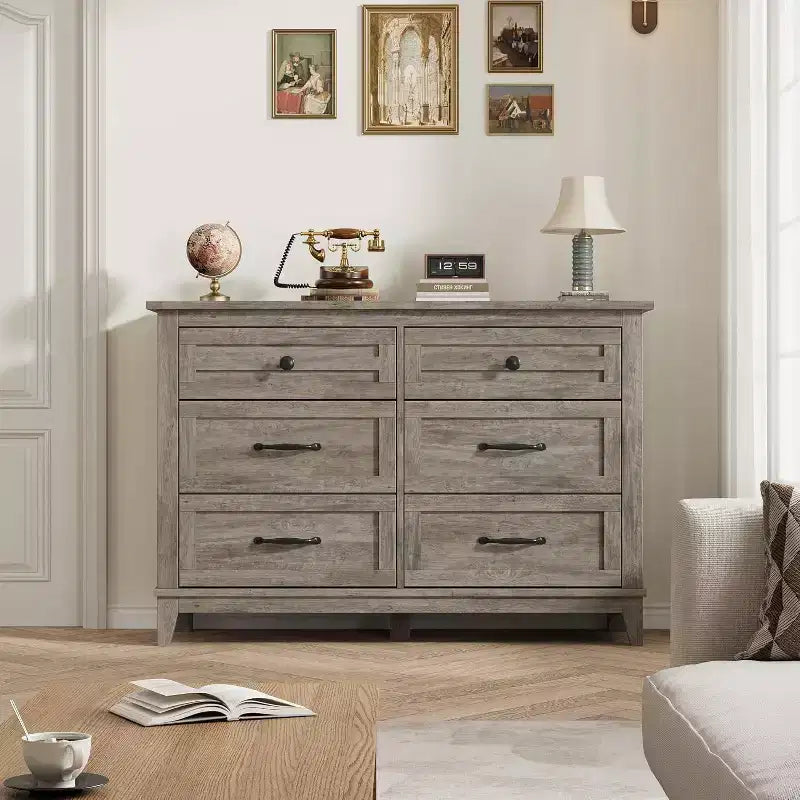 Commode pour Chambre, Commode Moderne en Bois à 6 Tiroirs, Meuble TV, Armoire en Bois, Commodes à 6 Tiroirs pour Chambre Salon